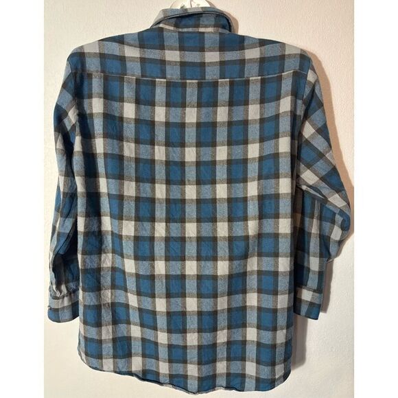 Vintage Northwest Territory Flannel Shirt Mens XLT Blue Gray Check Acrylic - Picture 3 of 9